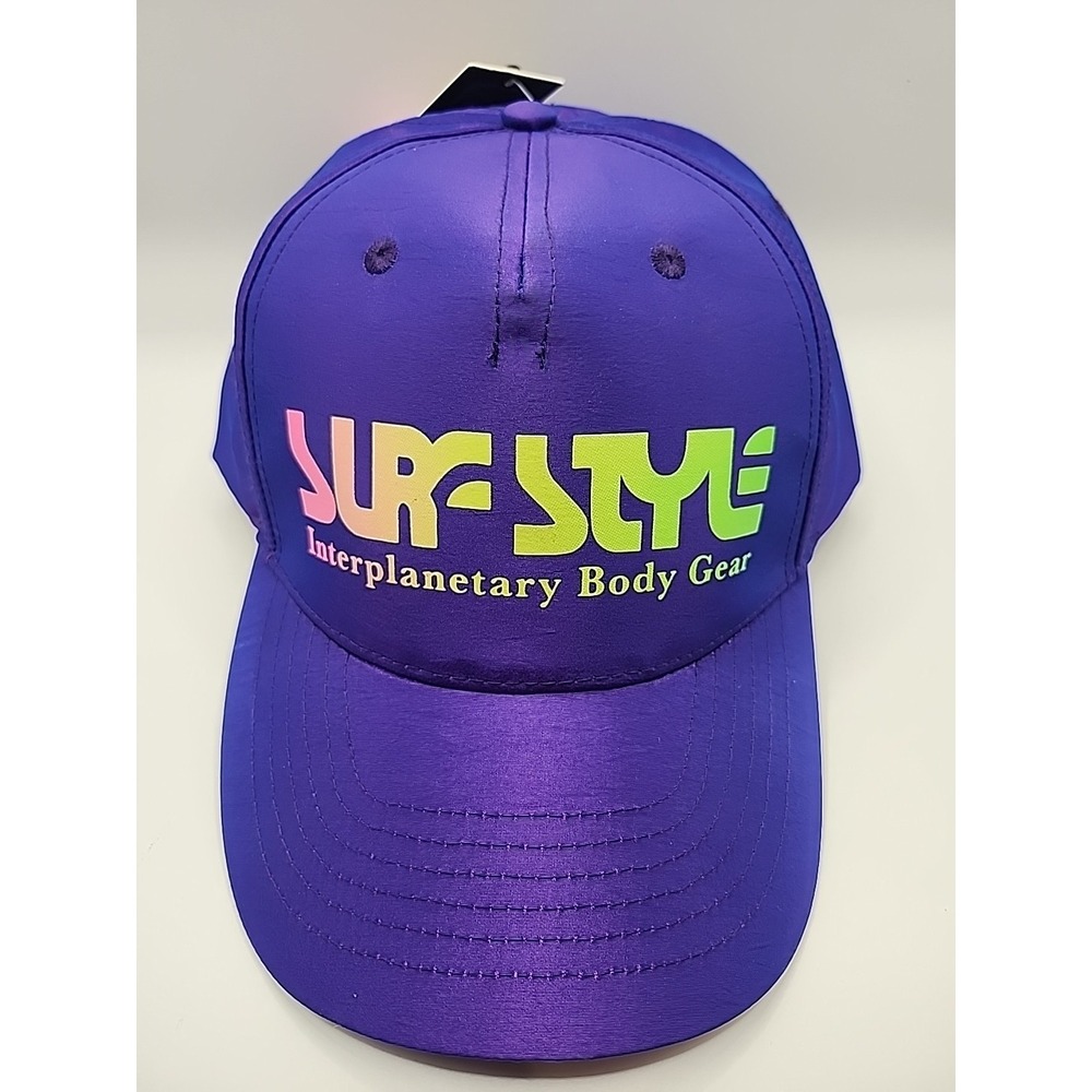 90s Surf Style Interplanetary Body Gear Baseball Cap Hat Iridescent Purple Neon